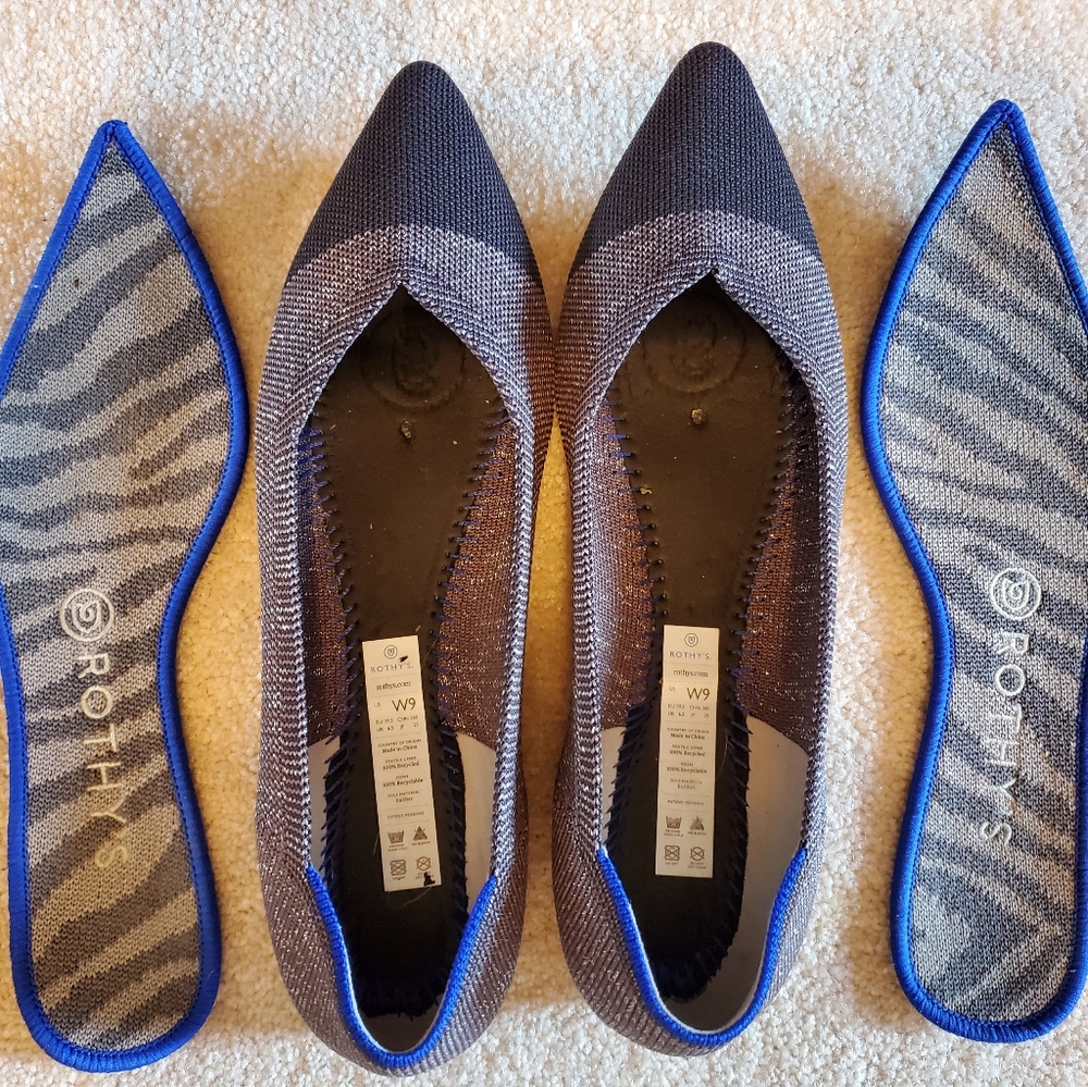 Rothy's Size 9 Midnight Metallic Captoe